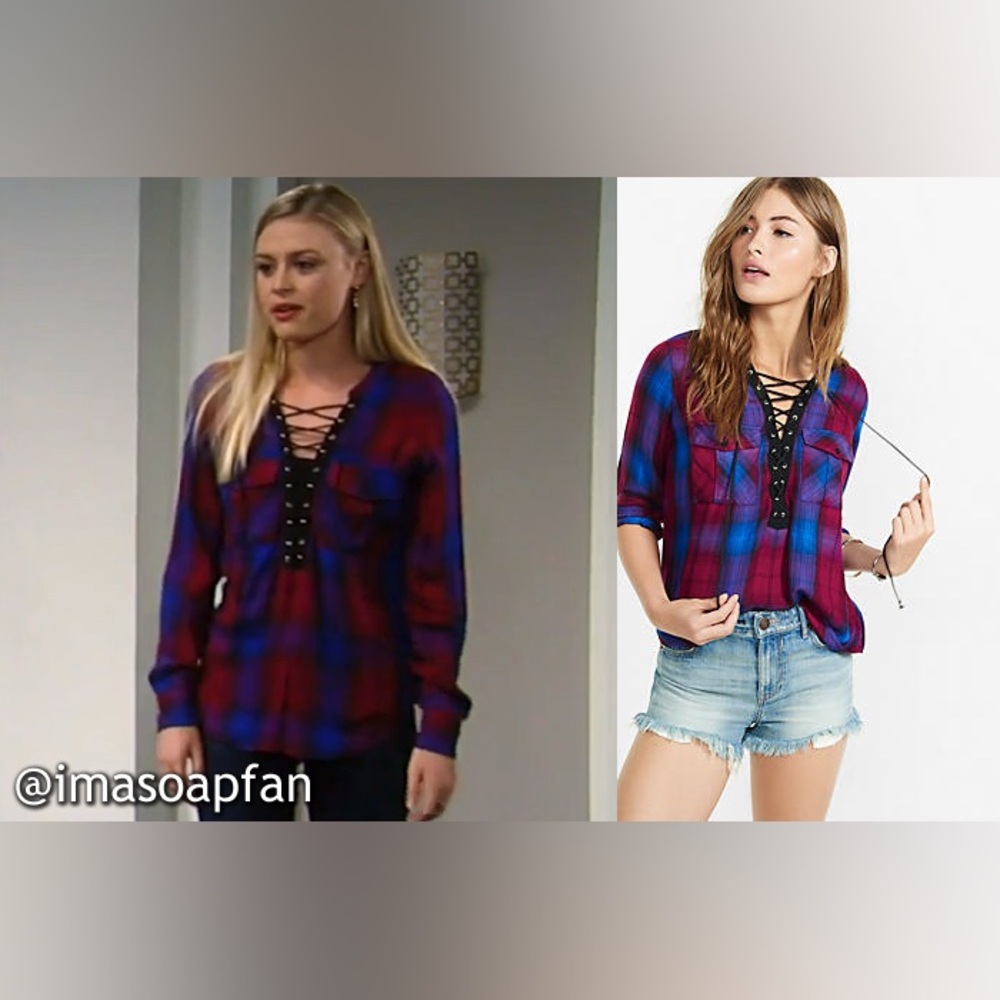 💥 Express Lace-Up Flannel | As Seen on General Hospital | Est. Size L